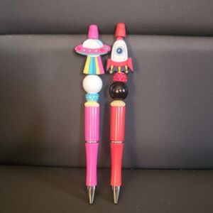Colorful Space-Themed Beaded Pens
